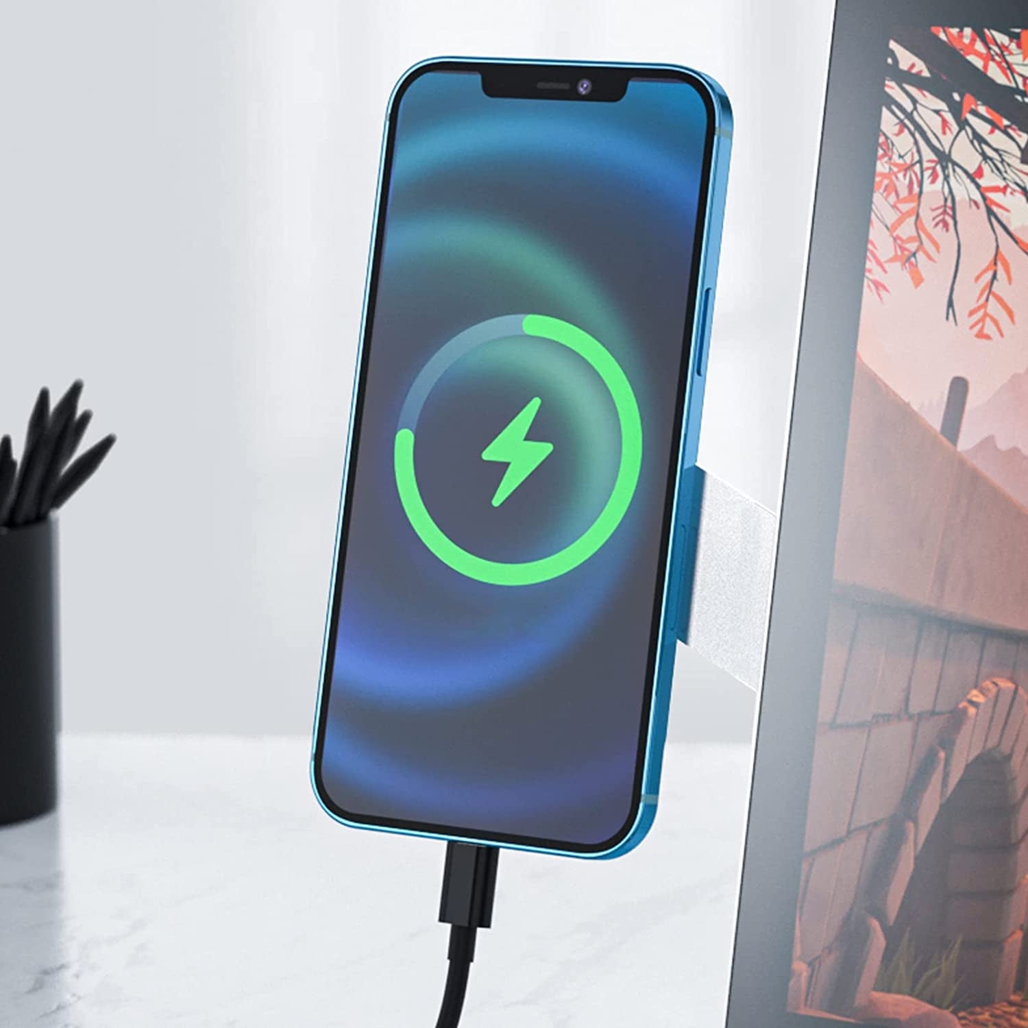 Magnetic Phone Holder for Laptop, Adjustable Phone Monitor Side Mount for Smartphones, for Home Office (Silvery)  Schellen   