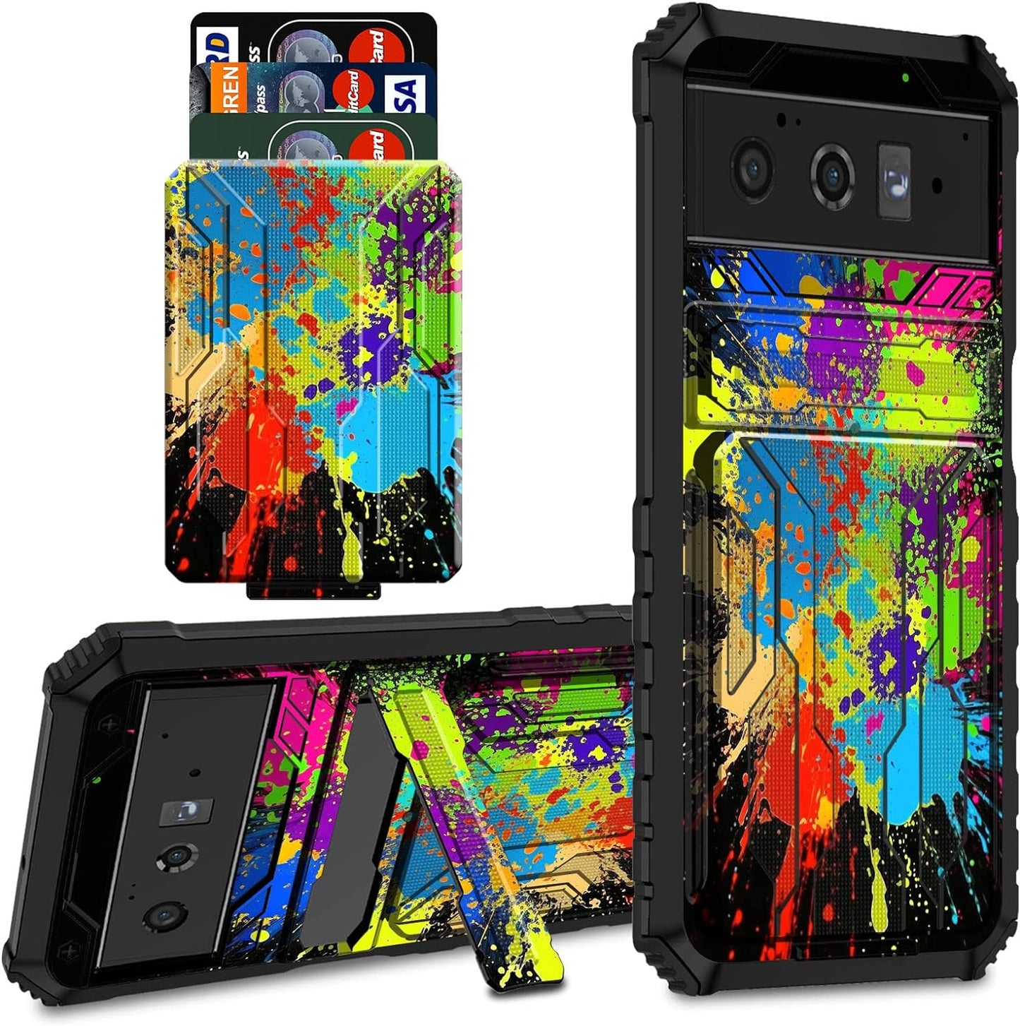 CGFGHHUY for Google Pixel 6 Case for Pixel 6 Wallet Case with Credit Card Holder & Kickstand Dual Layer Hard PC Soft TPU Protective Case for Google Pixel 6 6.4 Inch 2021 - Watercolor  CGFGHHUY   