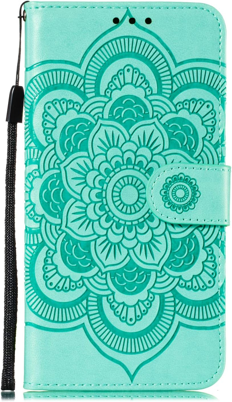 LEMAXELERS for LG V40 Thinq Case Flip Premium Wallet Phone Case PU Leather Mandala Embossed Shockproof Cover with Kickstand Card Holder Cover for LG V40 / LG V40 Thinq Mandala Green LD  LEMAXELERS   