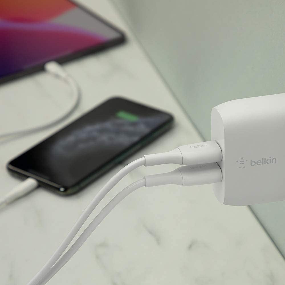 Belkin 24W Dual Port USB Wall Charger - Iphone Fast Charging - USB Charging Block for Power Bank, Iphone 14, Iphone13, Iphone 12, Iphone 11, Ipad Pro, Samsung & More, Iphone Cable Not Included  Belkin   