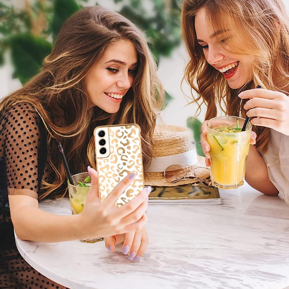 Bonoma for Samsung Galaxy S22 5G Case Leopard Plating Electroplate Luxury Elegant Case Camera Protector Soft TPU Shockproof Protective Corner Cover Galaxy S22 5G Case -White  Bonoma   