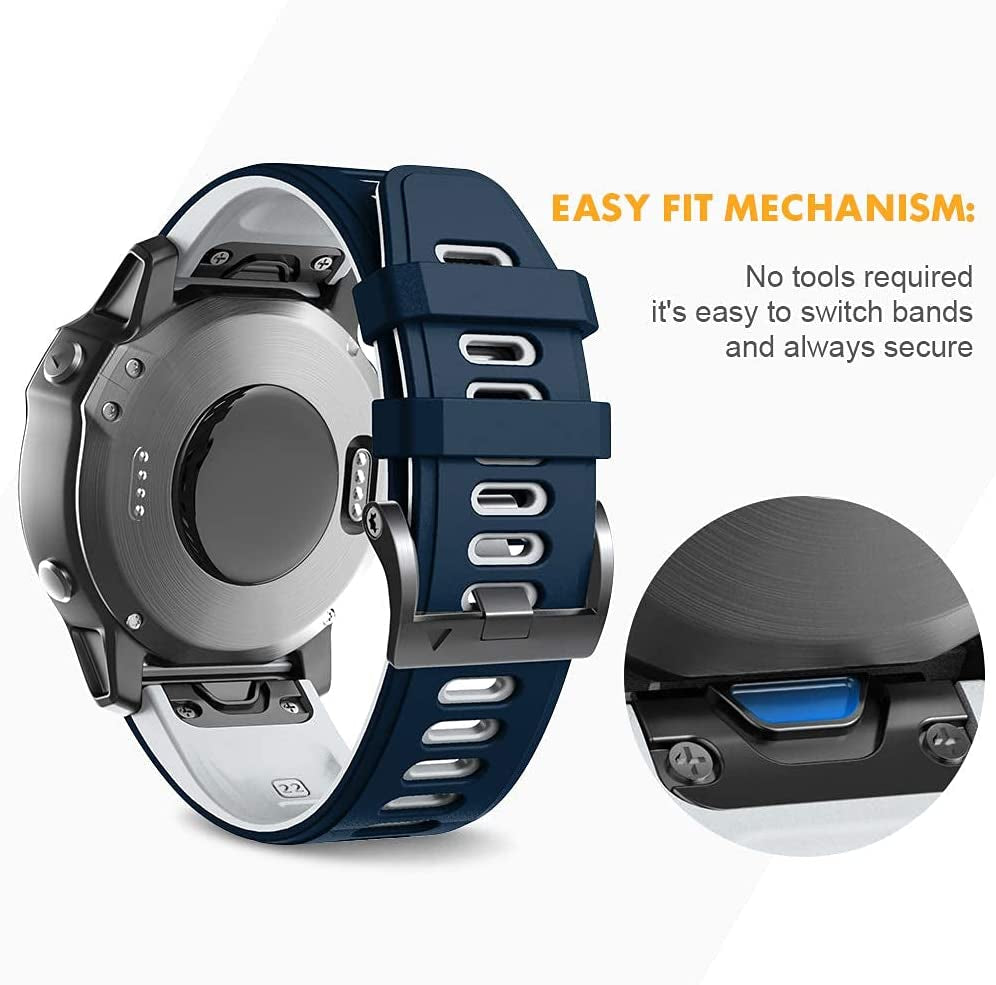Notocity Compatible with Fenix 6 Pro Watch Band for Fenix 6/Fenix 5/Fenix 5 Plus/Fenix 7/Forerunner 935/Forerunner 945/Approach S60/Quatix 5(Dark Blue-White)  NotoCity   
