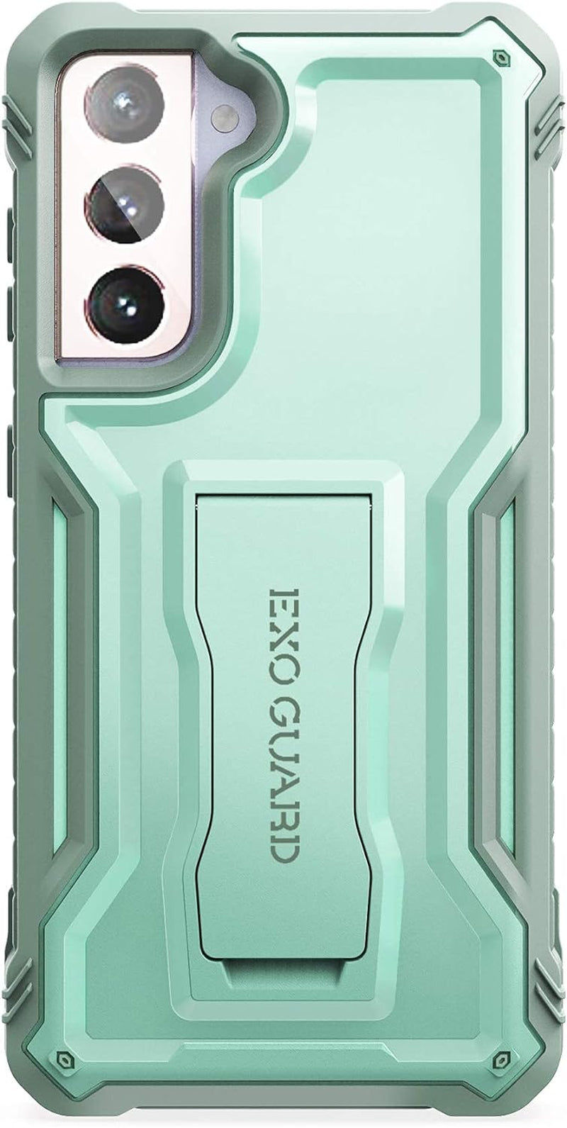 Exoguard Samsung Galaxy S21 plus 5G Case, Rubber Shockproof Full Body Cover Case for Samsung S21 plus Phone 6.7 Inch, Built-In Kickstand (Red)  ExoGuard Green  