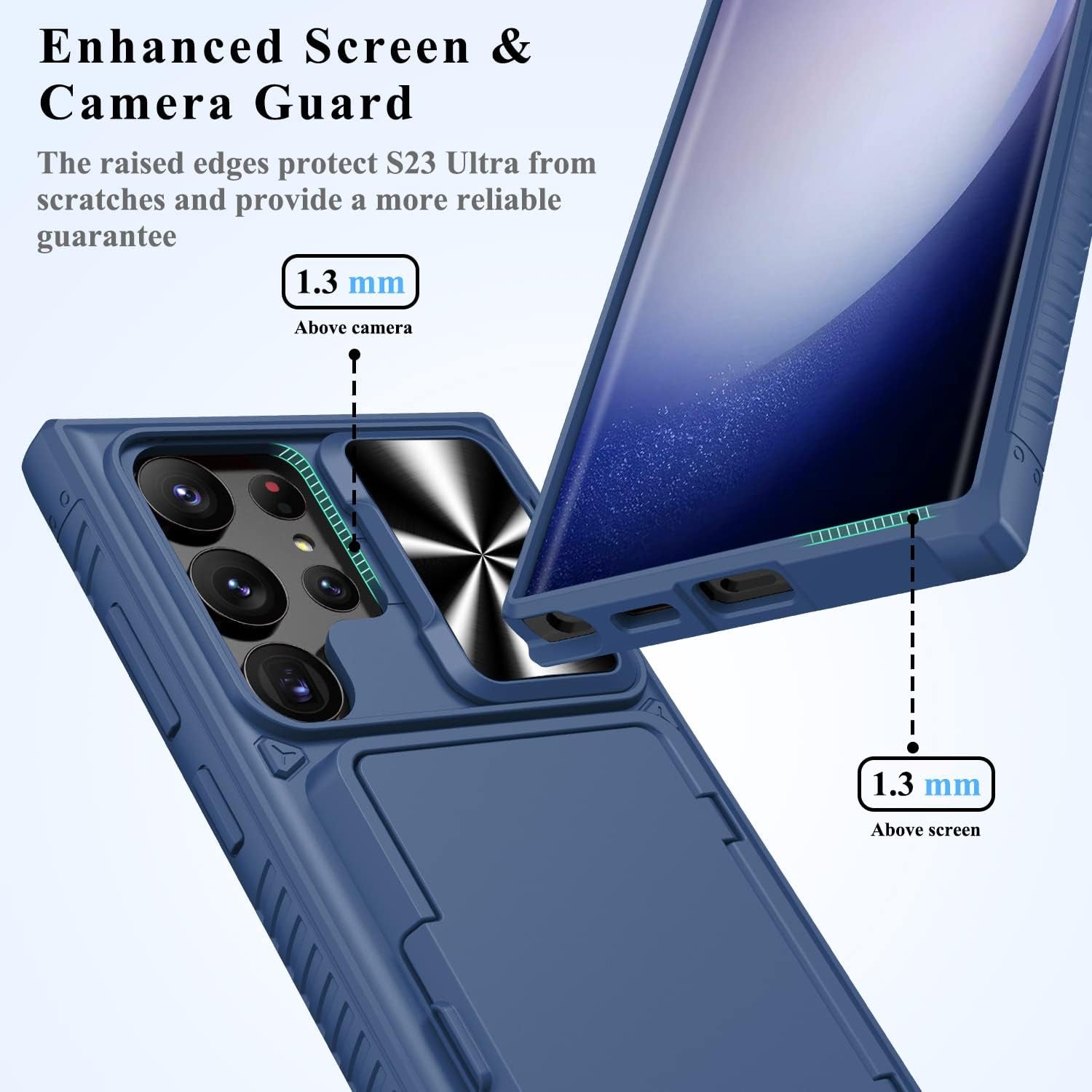 BXYJY Phone Case for Samsung Galaxy S23 Ultra with Card Holder & Kickstand & Slide Camera Cover, Protective Shockproof Phone Cover Wallet Case Compatible with Galaxy S23 Ultra 5G 2023, Blue  BXYJY   