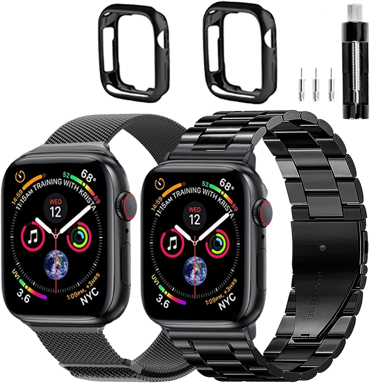 REASDEN Compatible with Apple Watch Band Iwatch Ultra Series 8/7/6/5/4/3/2/1/SE, 38/40/41/42/44/45/49Mm, Solid Stainless Steel Band Metal Business Band Man Women  REASDEN   