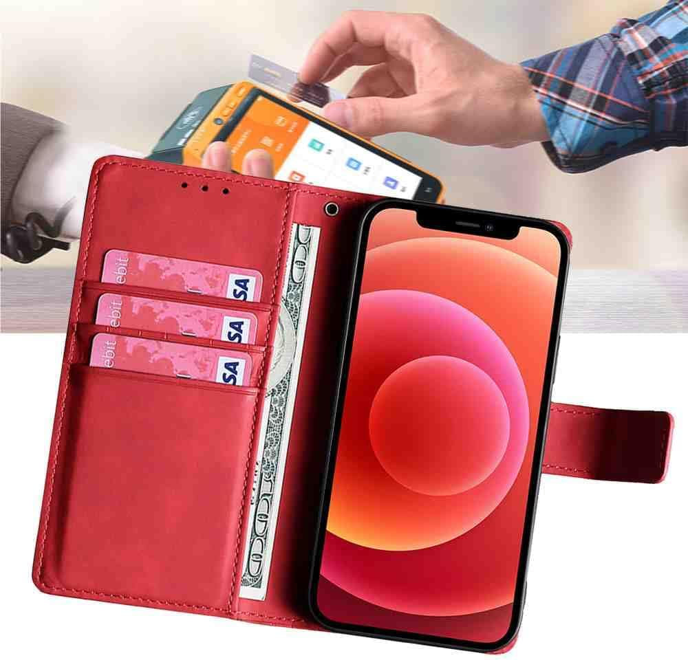 Mojiery Phone Cover Wallet Folio Case for LG V30, Premium PU Leather Slim Fit Cover for LG V30, 3 Card Slots, Good Design, Red  MojieRy   