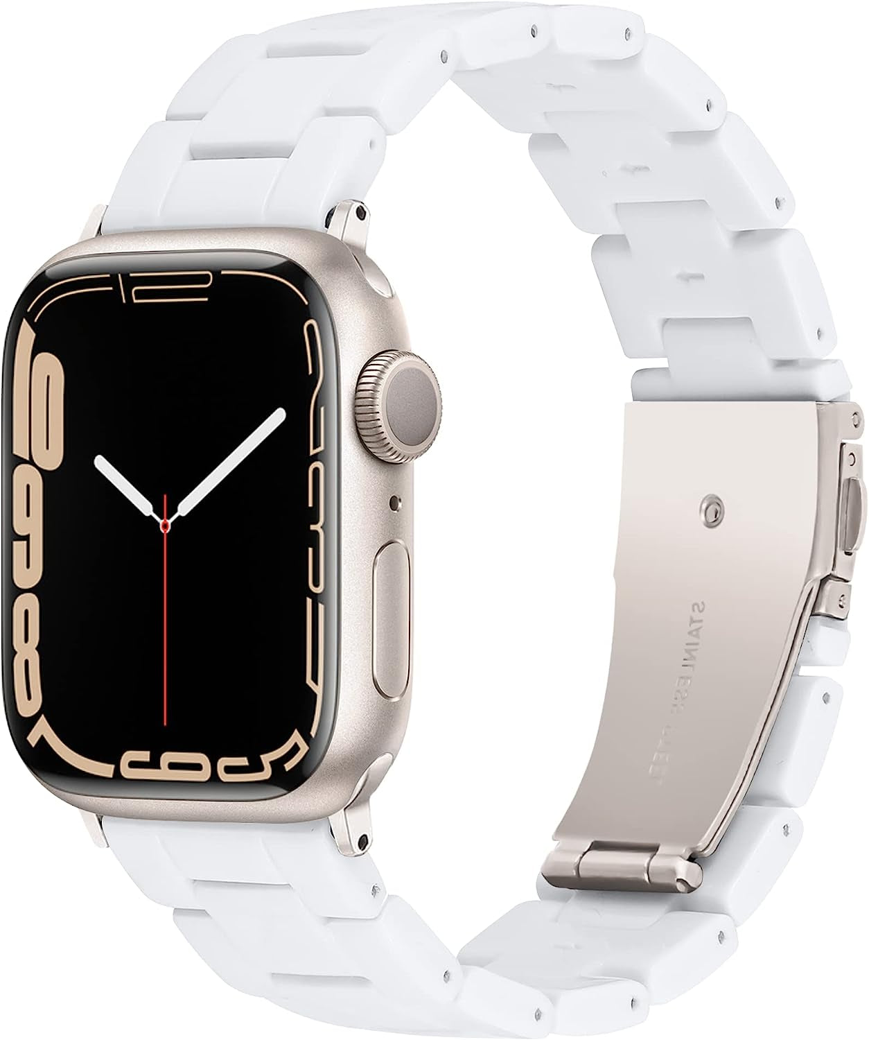 Vamyzji Compatible with Apple Watch Band 41Mm 40Mm 38Mm or 49Mm 45Mm 44Mm 42Mm, Light Waterproof Easy Adjustable Resin Replacement Iwatch Band for Apple Watch Ultra Series 8 Series 7 6 SE 5 4 3 2 1  Vamyzji Pure White for Starlight 41mm/40mm/38mm 