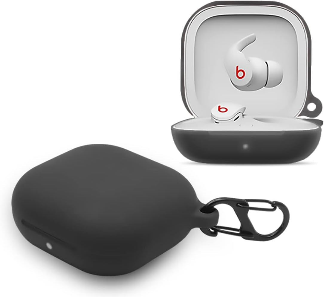 Lizhi Silicone Case for Beats Fit Pro, Anti-Break Anti-Lost & Shockproof Unique Dual Hole Portable Protective Case Cover with Carabiner for 2021 Newest Beats Fit Pro (Black-2)  LiZHi   