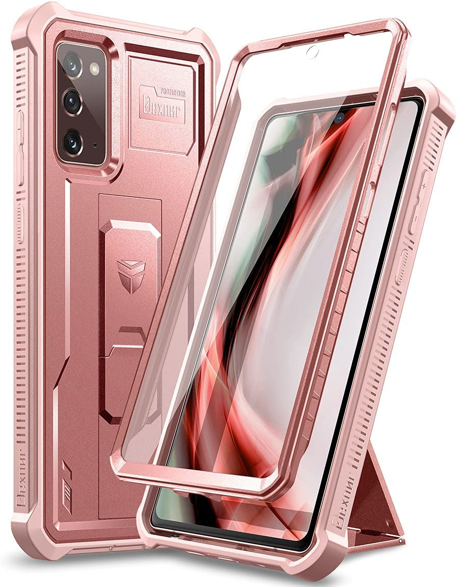 Dexnor for Samsung Galaxy Note 20 5G Case, [Built in Screen Protector and Kickstand] Heavy Duty Military Grade Protection Shockproof Protective Cover for Samsung Galaxy Note 20 Black  Dexnor Rose Gold  