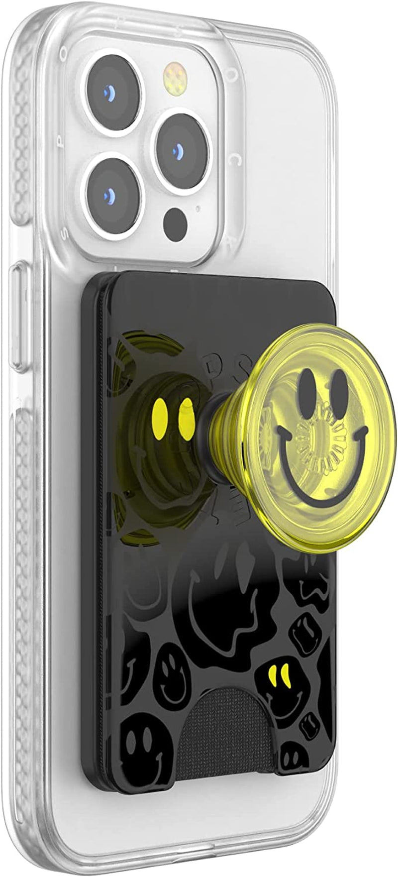 Popsockets Phone Wallet with Expanding Grip, Phone Card Holder, Wireless Charging Compatible, Wallet for Magsafe - White Clear  PopSockets All Smiles Wallet 