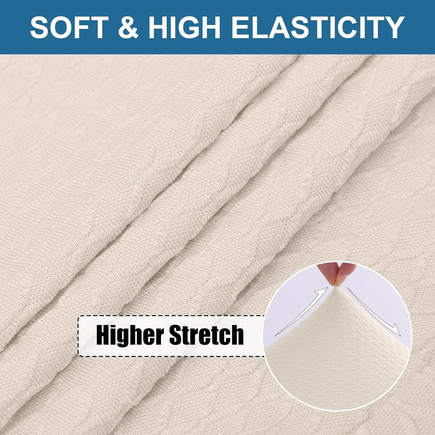 Smiry Stretch Jacquard Seat Covers for Dining Chairs, 6 Pack Washable Dining Chair Cover Dining Room Chair Seat Covers, Beige  smiry   