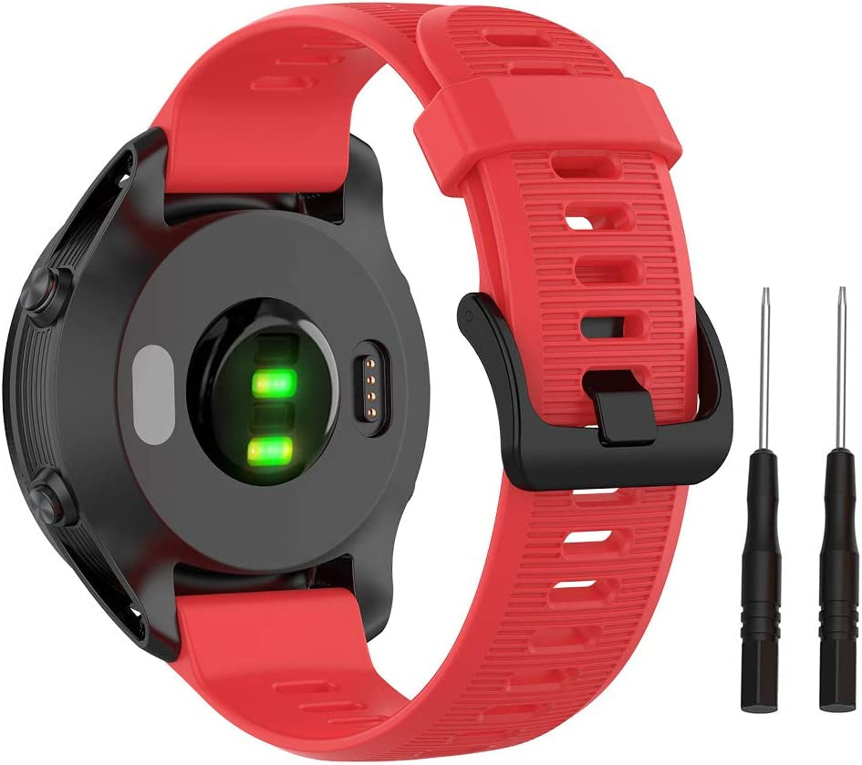 ISABAKE Band for Garmin Forerunner 935/Forerunner 945/Forerunner 745,Compatible with Fenix 5/ Fenix 5Plus/ Fenix 6/ Fenix 6 Pro/Approach S60 ,Soft Silicone 22Mm Replacement Bands Strap(Dark Blue)  ISABAKE Red  