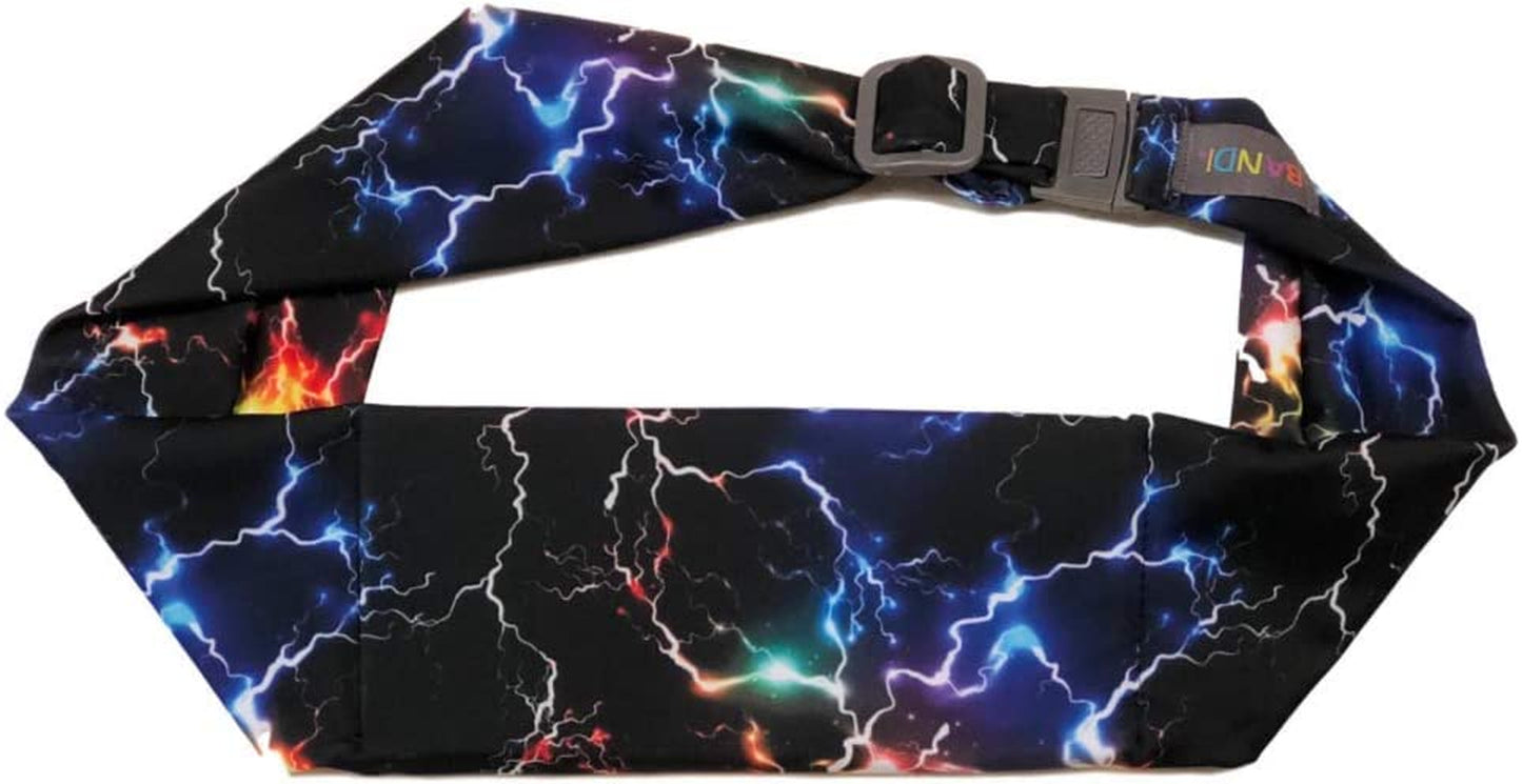 BANDI Large Travel and Running Belt, Securely Carry Keys, Phone, Medicine, Money or Food While You Exercise or Travel within Its Sleek 3 Pocket Design, Size 7.5 Inch by 3.5 Inch Black Solid One Size  BANDI WEAR LLC Cosmic  