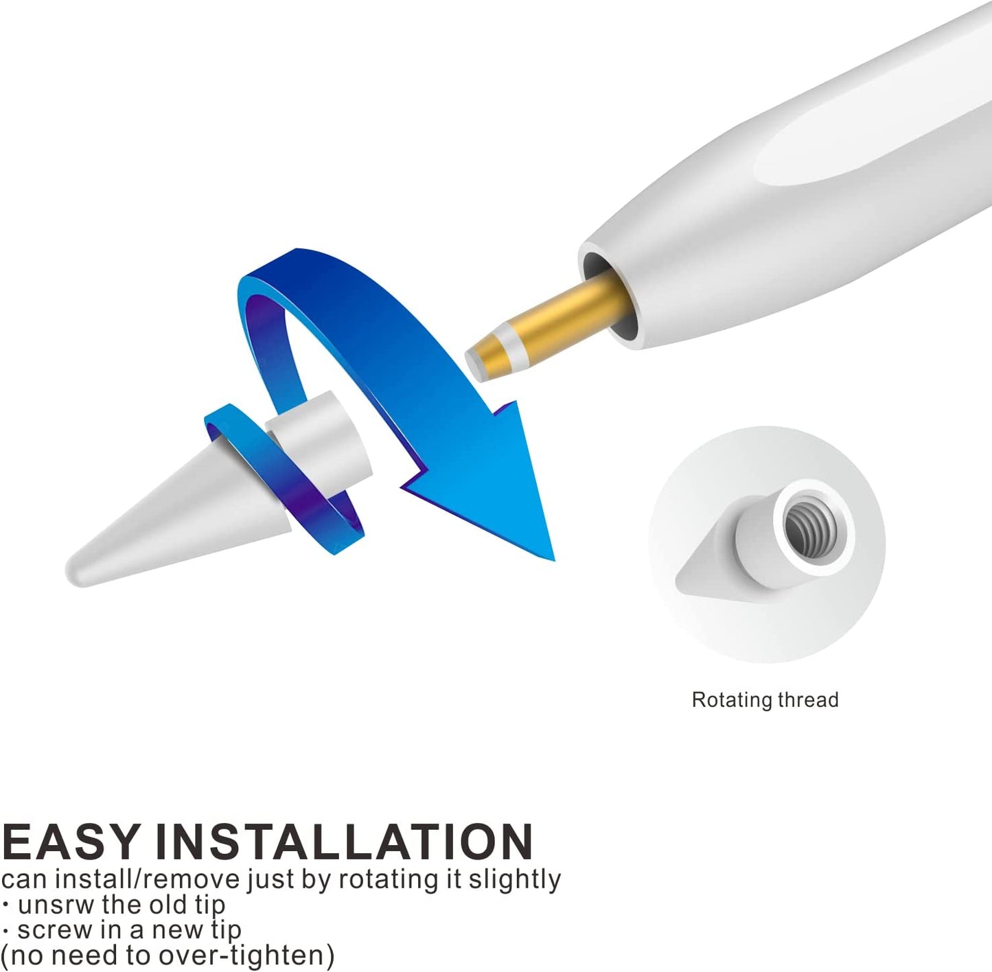 Replacement Tips for Apple Pencil 2Nd Generation & Apple Pencil 1St Generation (6 Pack)  PERMARK   