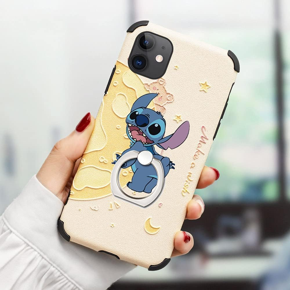 ZOSTLAND 3Pack Naughty Funny Blue Alien ET Handstand Stitch Phone Ring Universal 360°Adjustable Phone Case Finger Grip Stand Holder Desk Stent Mount Car Compatible with Iphone 13 12 11 MAX X plus Ipad  ZOEAST   