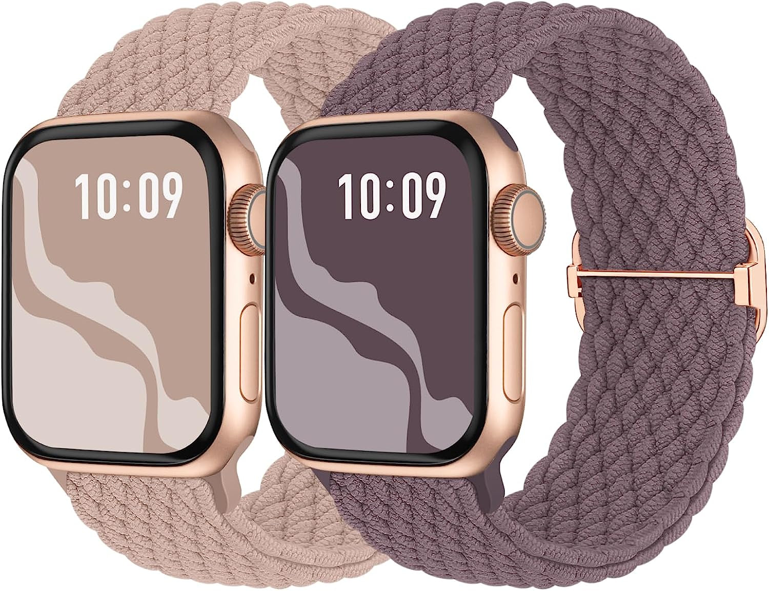 Braided Solo Loop Compatible with Apple Watch Band 38Mm 40Mm 41Mm 42Mm 44Mm 45Mm 49Mm, Stretchy Sport Bands Women Men Elastic Nylon Wristband for Iwatch Series 8 7 6 SE 5 4 3 2 1 Ultra  Suitisbest Pink/Smoke Violet 42mm/44mm/45mm/49mm 