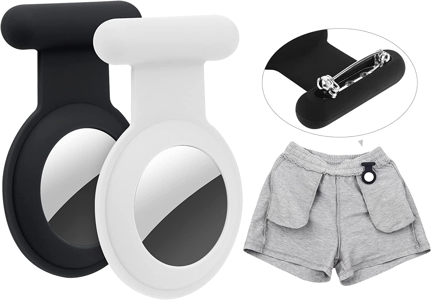 Airtag Hidden GPS Tracker Case,Airtag for Kids,Elderly,Pet,Clothing (Navy Blue&Blue)(Not GPS Included)  WALLFID Black&White  