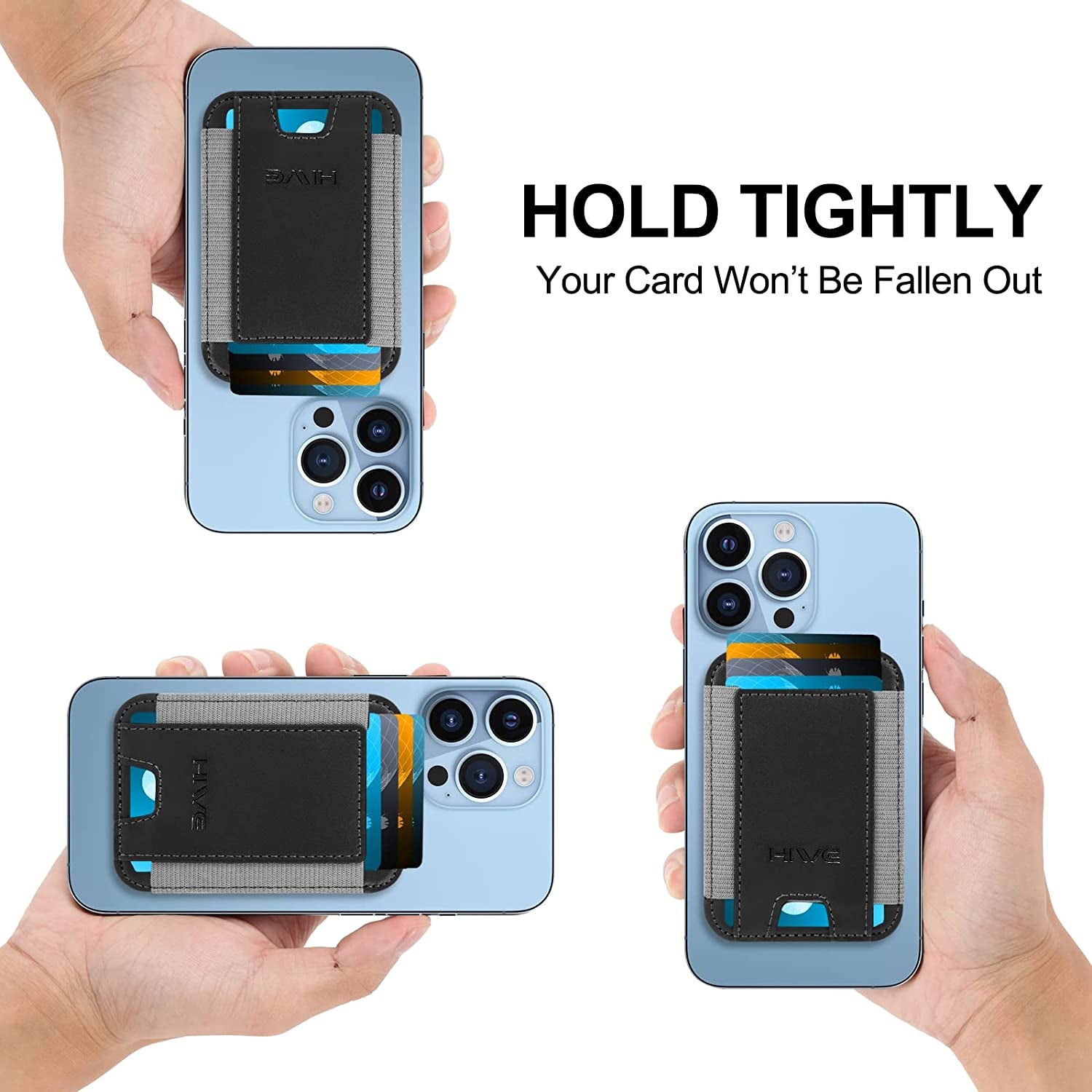 Magnetic Card Wallet Holder for Apple Magsafe, Magnetic Card Holder Magsafe for Iphone 12 Iphone 13/14 Magsafe Wallet, Mag-Safe Leather Wallet for Back of Iphone 14/13/ 12 Series, Fit 6 Cards, Black  HiWe   