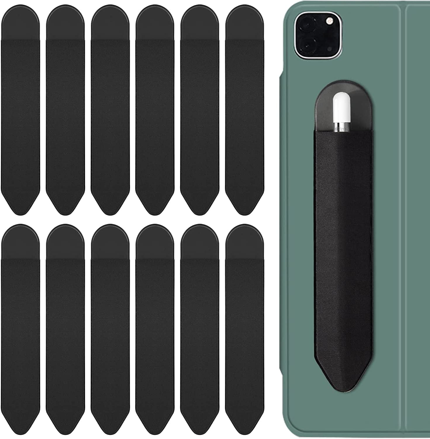 XLDLQU Apple Pencil Holder, 5 Pack Durable Elastic Apple Pencil (1St and 2Nd Gen) Case Pocket, Adhesive Sleeve Pouch for Ipad 8.3/9.7/10.2/10.5/11/12.9 Inch (Black Black)  XLDLQU Wholesale Black  