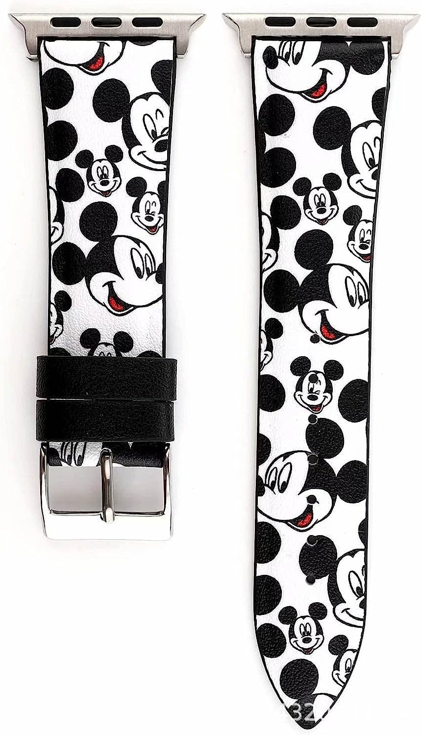 MIADEAL Cartoon Mouse Bands for Apple Watch, Genuine Leather, Fits Series Ultra 8 7 SE 6 5 4 3 Sizes 38Mm/40Mm/41Mm/42Mm/44Mm/45Mm/49Mm  MIADEAL   