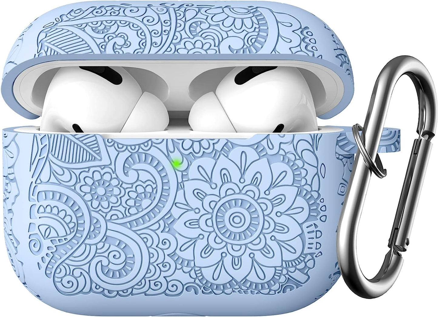 Lerobo Flower Engraved Case Compatible with Airpods Pro 2 Case Cover, Cute Soft Silicone Skin Cover Full Protective Case for Apple Airpods Pro Case 2Nd/1St Generation Front LED Visible, Lilac  Lerobo D-Lilac  