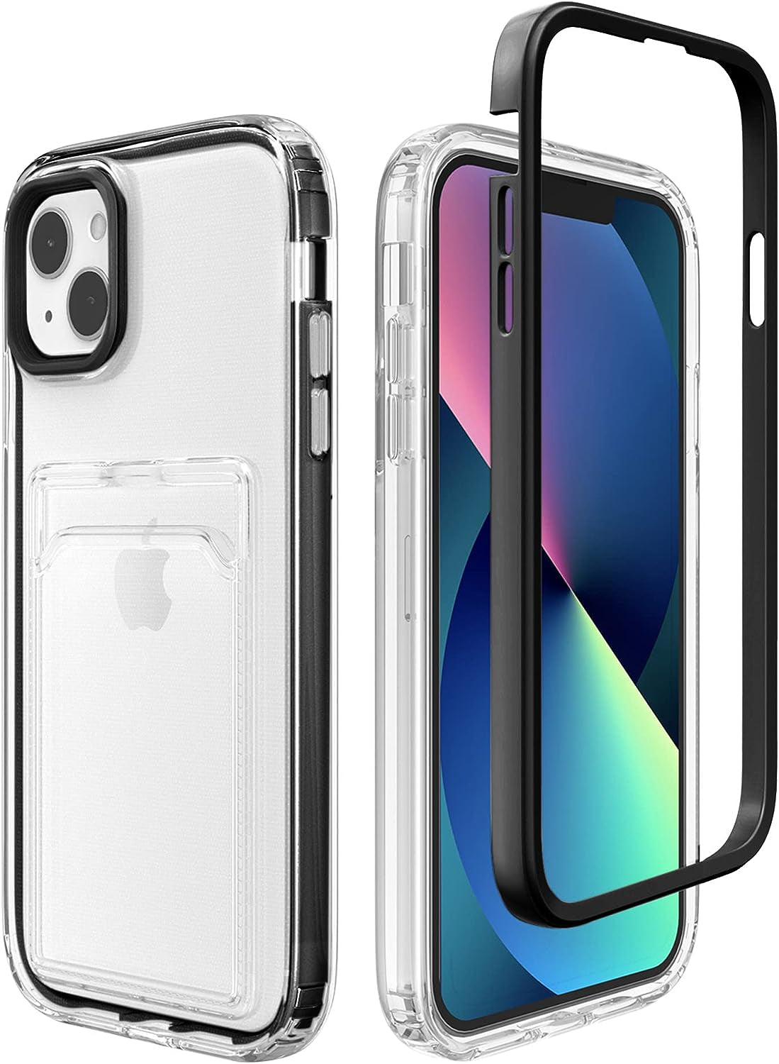 ZCDAYE Clear Wallet Case for Iphone 13(6.1 Inches), Iphone 13 Case with Card Holder, Slim Soft TPU Shockproof Clear Phone Case for Iphone 13(6.1 Inches) - Pink  ZCDAYE Black Iphone 13 