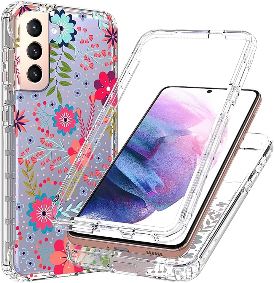 Vokuha for Galaxy S21 plus Case,Samsung S21 + Case, Cute Clear Gradient Slim Shockproof Soft Flexible TPU Back Phone Protective Cover for Samsung Galaxy S21 plus 5G (Black/Gold)  Vokuha Floral Prints  