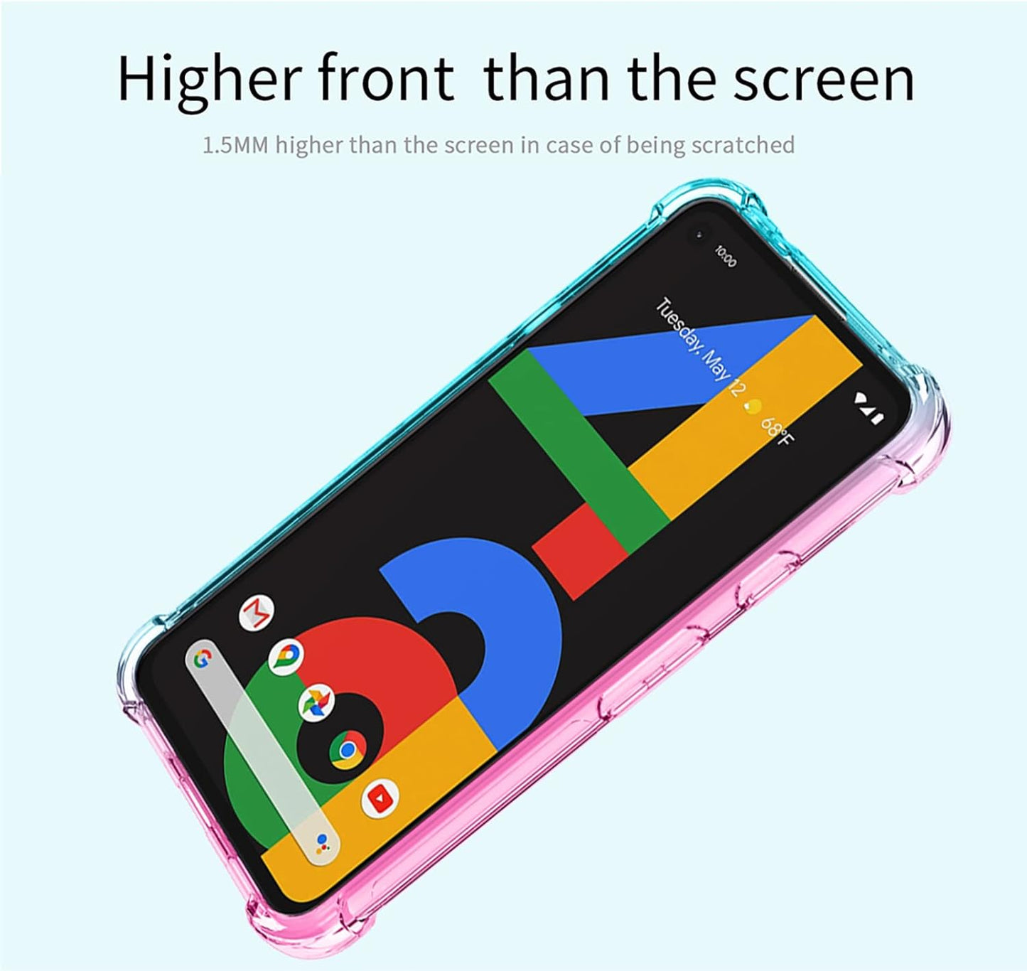 OEURVQO for Pixel 4A Google 4A Case [Not Fit 4A 5G] Clear Cute Gradient Colorful Slim Soft TPU Shockproof Bumper Anti-Scratch Protective Phone Cover for Google Pixel 4A (Pink/Green)  OEURVQO   