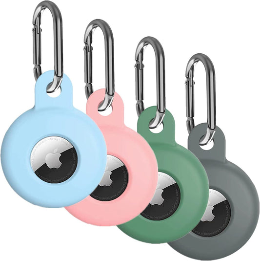 4 Pack Airtag Holder for Apple Air Tag Holder, Airtag Case with Anti-Lost Keychain Key Ring, Silicone Protective Cover Suitable for Kids' Backpacks, Dog Collars, Multi-Color Airtag Accessories  KTPD·FAN   