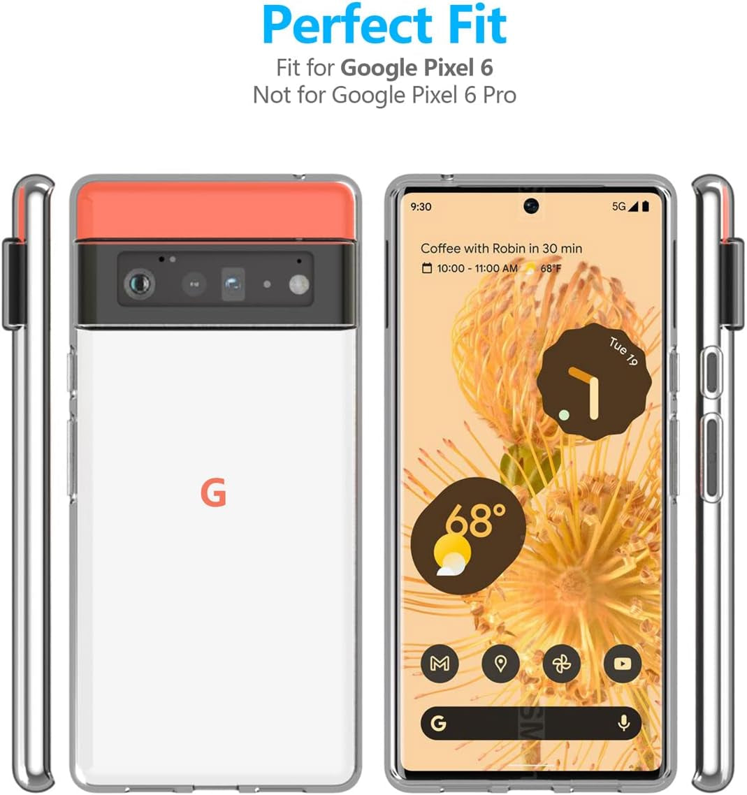 SNOSHO Google Pixel 6 Pro Clear Case,Thin Slim Soft Silicone Flexible TPU Gel Skin Anti-Scratch Shockproof Protective Case Cover for Google Pixel 6 Pro,Crystal Clear  SNOSHO   