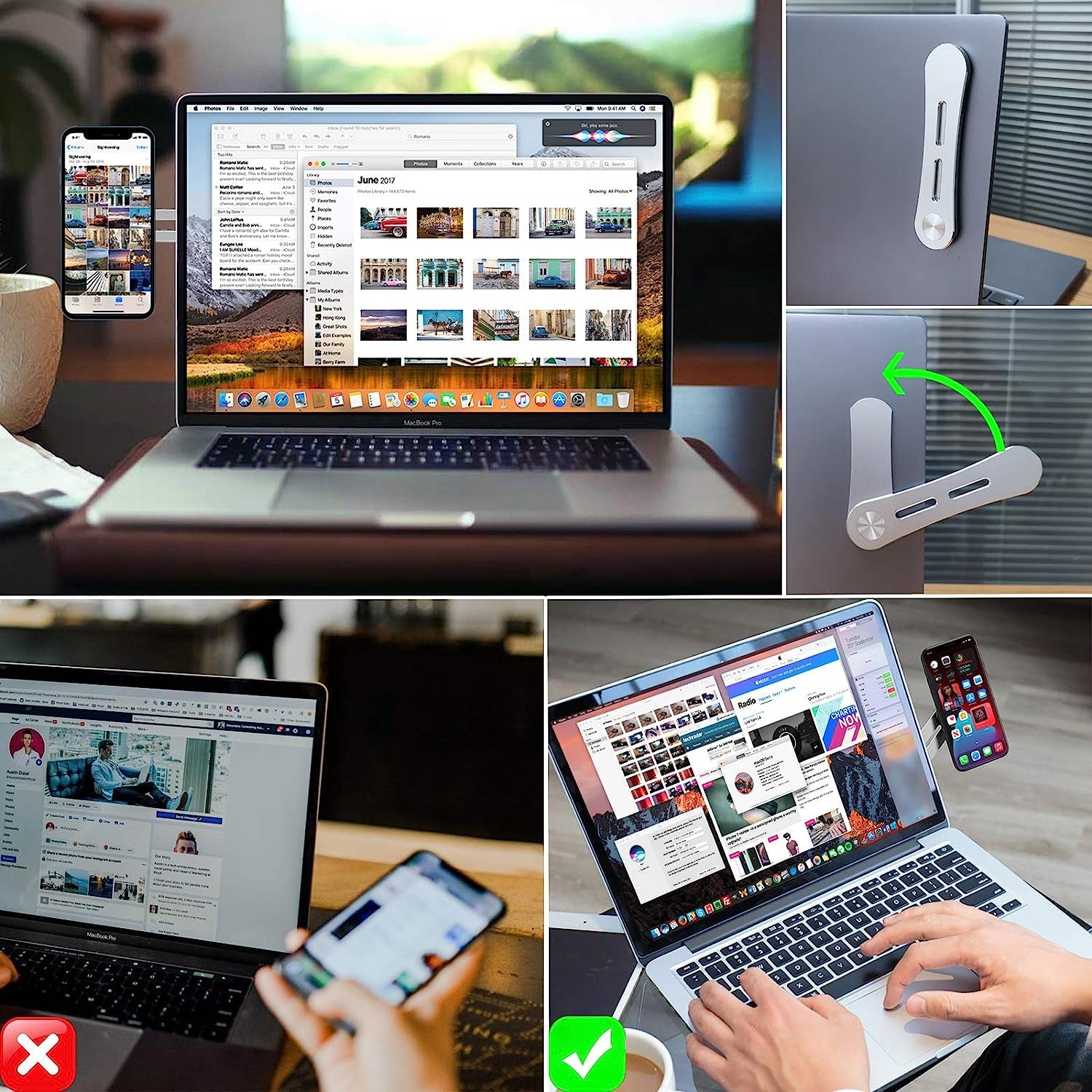 DK177 Monitor Side Cell Phone Holder, Laptop Phone Holder, Adjustable Laptop Side Mount Clip, Laptop Stand Computer Monitor Expansion Bracket, Slim Portable Foldable Smartphone Stand.  DK177   