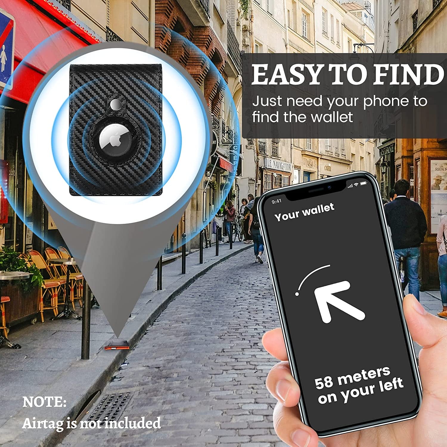 Airtag Wallet with Money Clip Front Pocket RFID Blocking, Gift for Men of Carbon Fiber Wallet with Gift Box  Oonkaf   