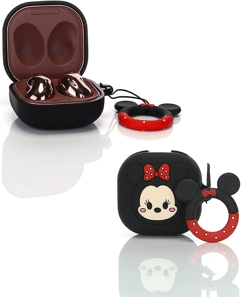 Suublg Silicone Cartoon Earbuds Case Protective Cover with Keychain Fit Designed for Samsung Galaxy Buds2 Pro (2022) /Galaxy Buds 2 (2021) /Galaxy Buds Pro (2021) /Galaxy Buds Live (2020)  Suublg Minnie  