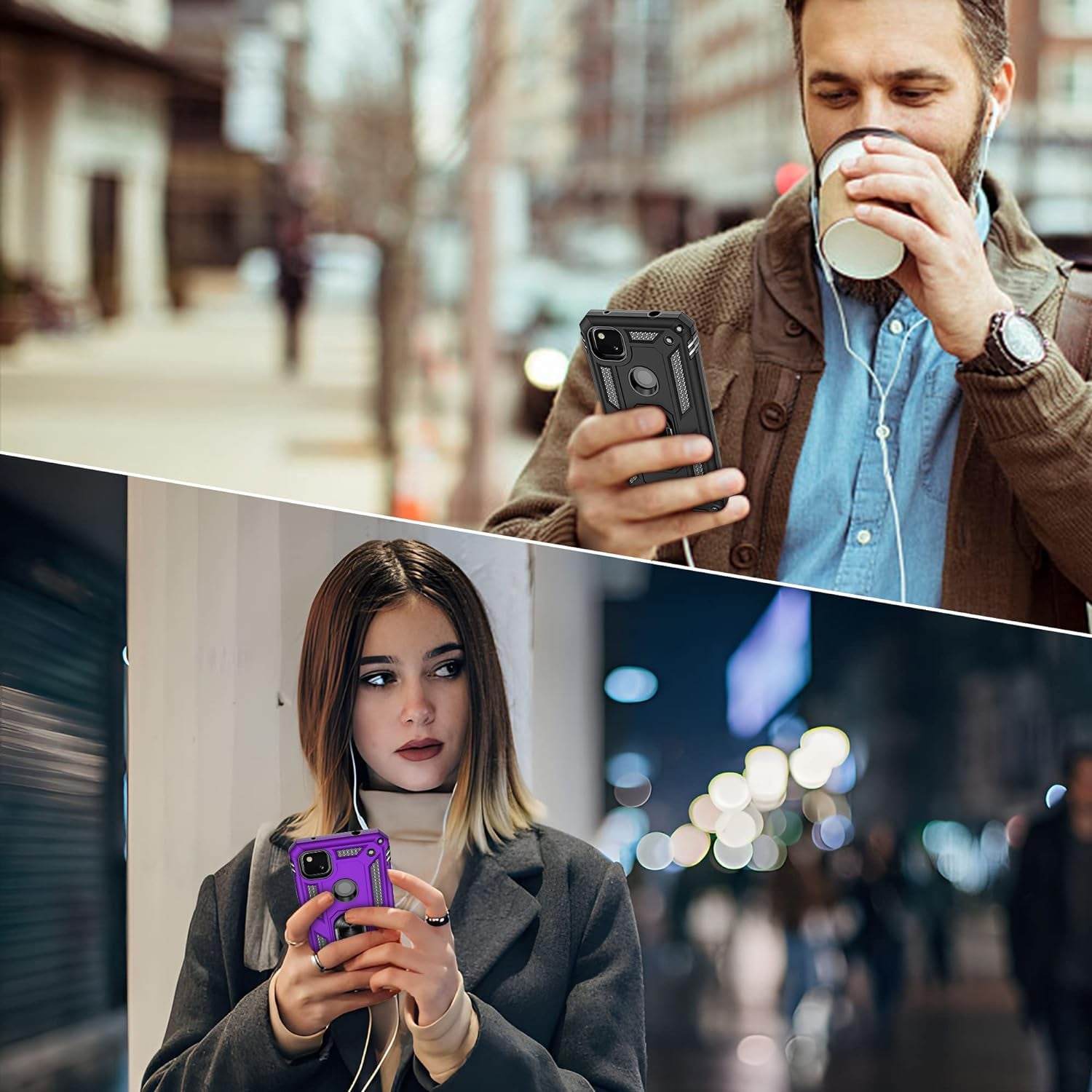 Gritup Google Pixel 4A Case (No Fit for Pixel 4A 5G) with HD Screen Protector, Military-Grade Protective Heavy Duty Phone Case with Magnetic Kickstand Ring for Google Pixel 4A Purple  Gritup   