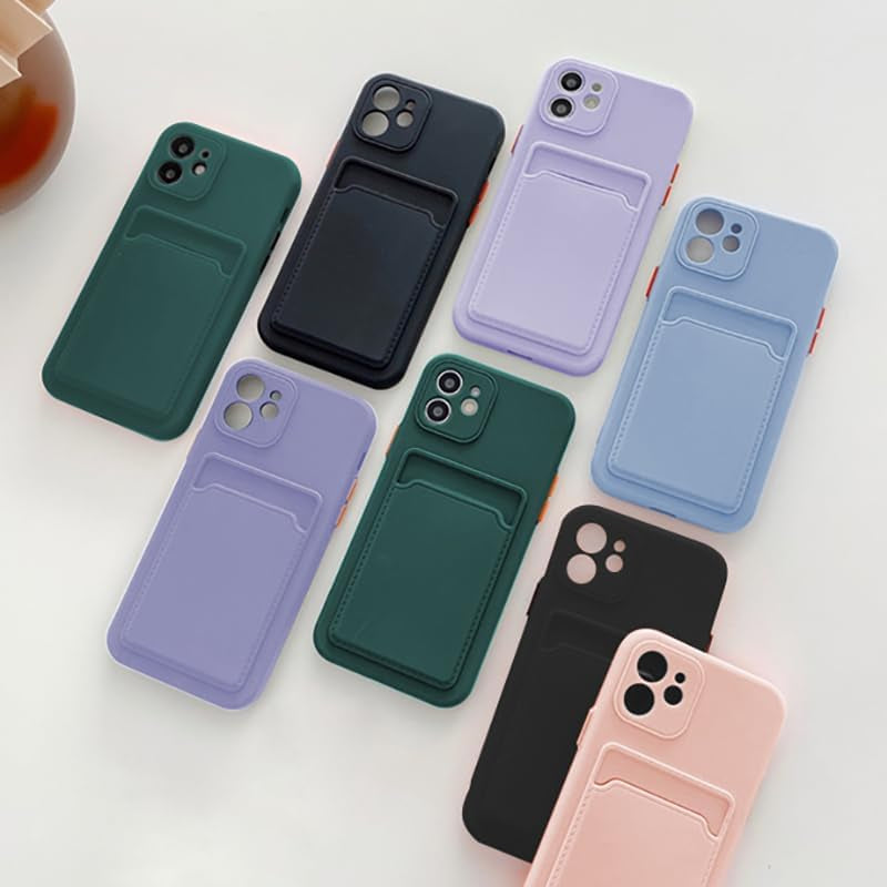 Casecious Compatible with Xiaomi Redmi Note 9 Silicone TPU Slim Card Wallet Holder Phone Back Case Cover (Purple)  Casecious   