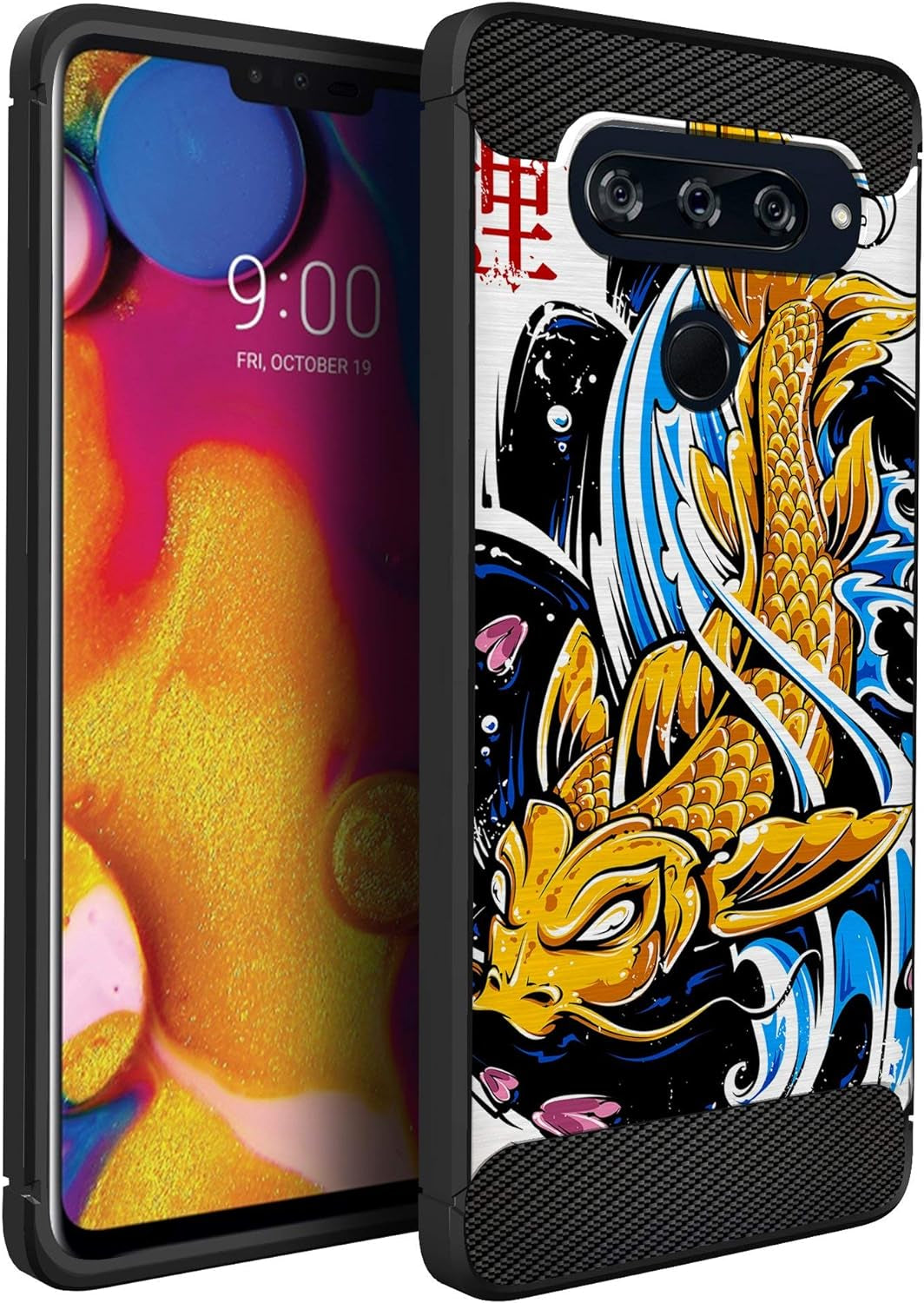 Casesondeck Case Compatible with [LG V40 Thinq] Pictorial Patterned TPU Design Case Flexible Slim and Elegant (Astronaut)  CasesonDeck Koi Fish  