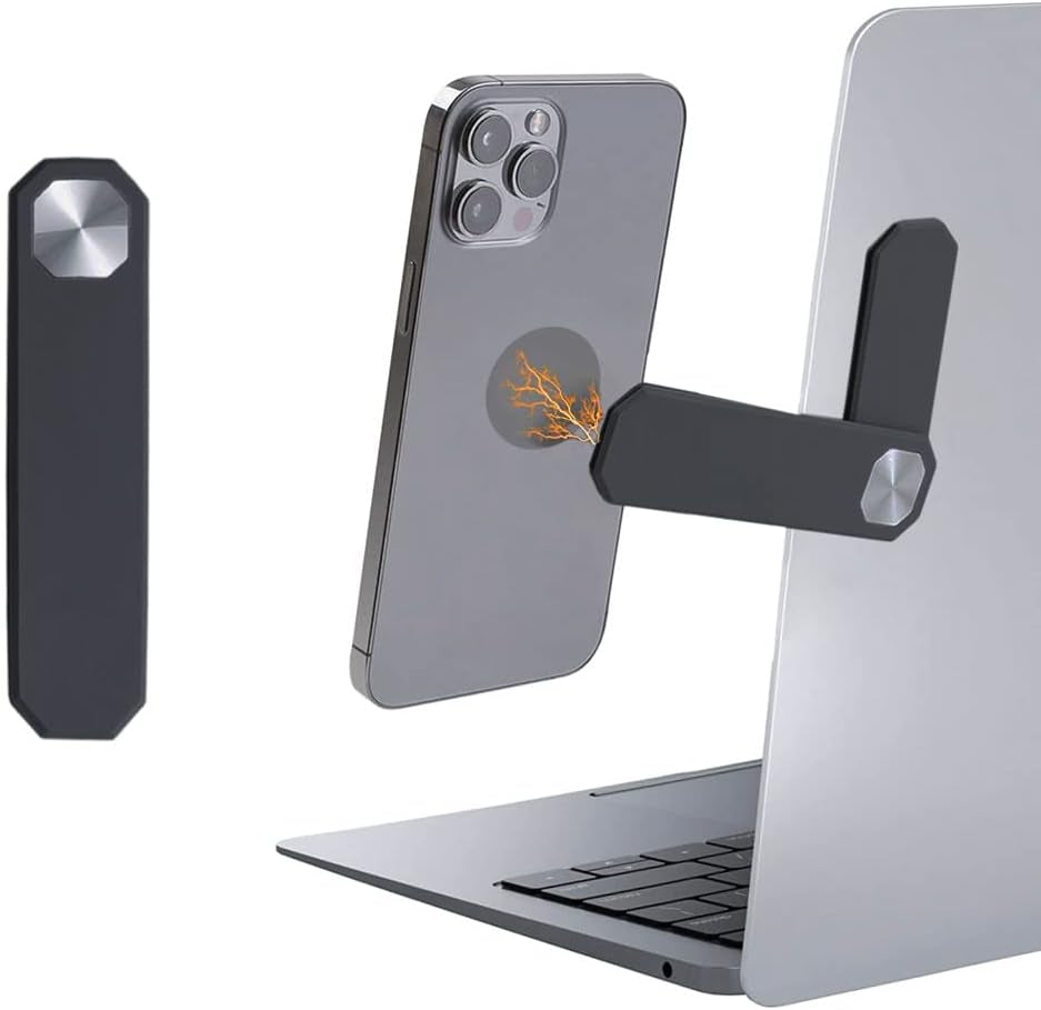 Laptop Phone Holder, Adjustable Laptop Stand, Laptop Side Mount Clip, Slim Portable Smartphone Stand, Computer Monitor Expansion Bracket, Magnetic Phone Mount, Soporte De Telefono Para Laptop Black  QP Import Shop   