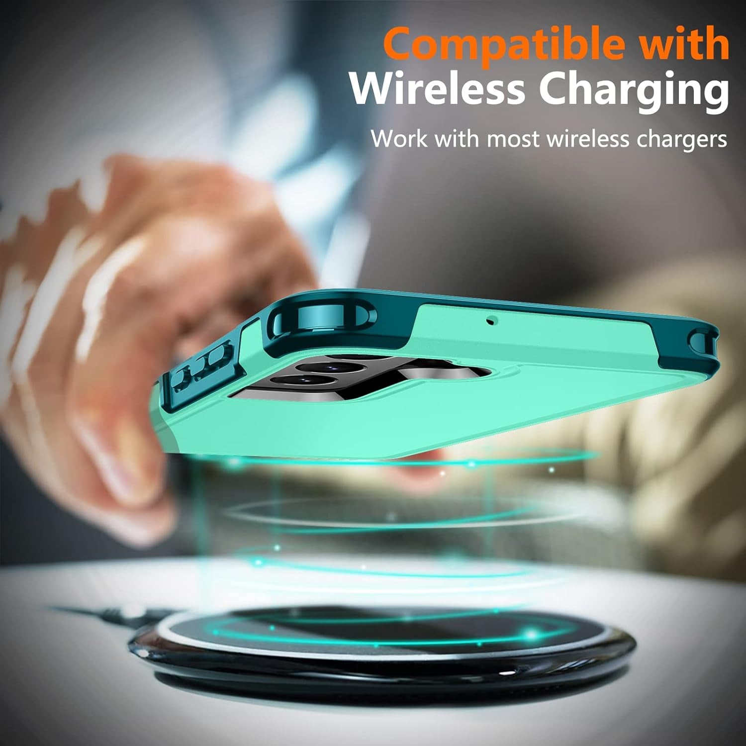 SPIDERCASE for Samsung Galaxy S22 plus Case, [10 FT Military Grade Drop Protection], 2 Pack [Tempered Glass Screen Protector+Camera Lens Protector] Heavy Duty Shockproof Case, Light Green  SPIDERCASE   