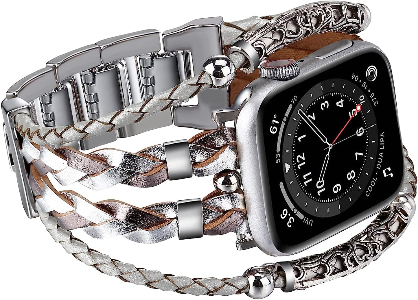 Wingoden Boho Weaving Leather Bands Compatible with Apple Watch Band Bracelets 38Mm 40Mm 41Mm 42Mm 44Mm 45Mm 49Mm for Women - Posh Leather Bracelet Multilayer Wrap Apple Watch Strap for Iwatch Band Series Ultra SE 8 7 6 5 4 3 2 1  Wingoden Silver 38mm/40mm/41mm 