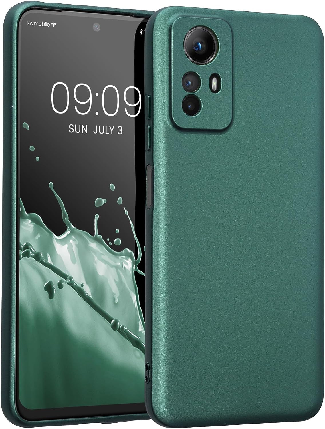 Kwmobile Case Compatible with Xiaomi Redmi Note 12S Case -Soft TPU Back Phone Cover - with Metallic Look - Metallic Teal  KW-Commerce   