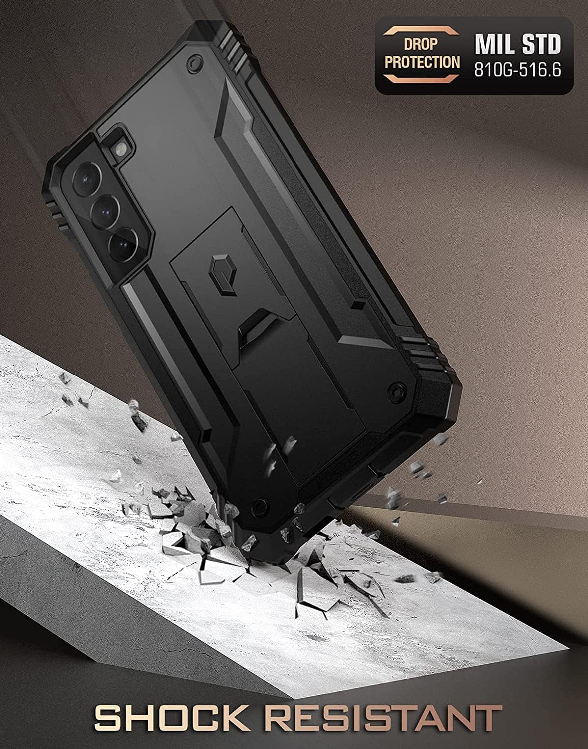 Poetic Revolution Case for Galaxy S22+ plus with Built-In Screen Protector, Work with Fingerprint ID, Full Body Rugged Shockproof Protective Cover Case with Kickstand for S22+ plus 5G 6.6 Inch, Black  Poetic   