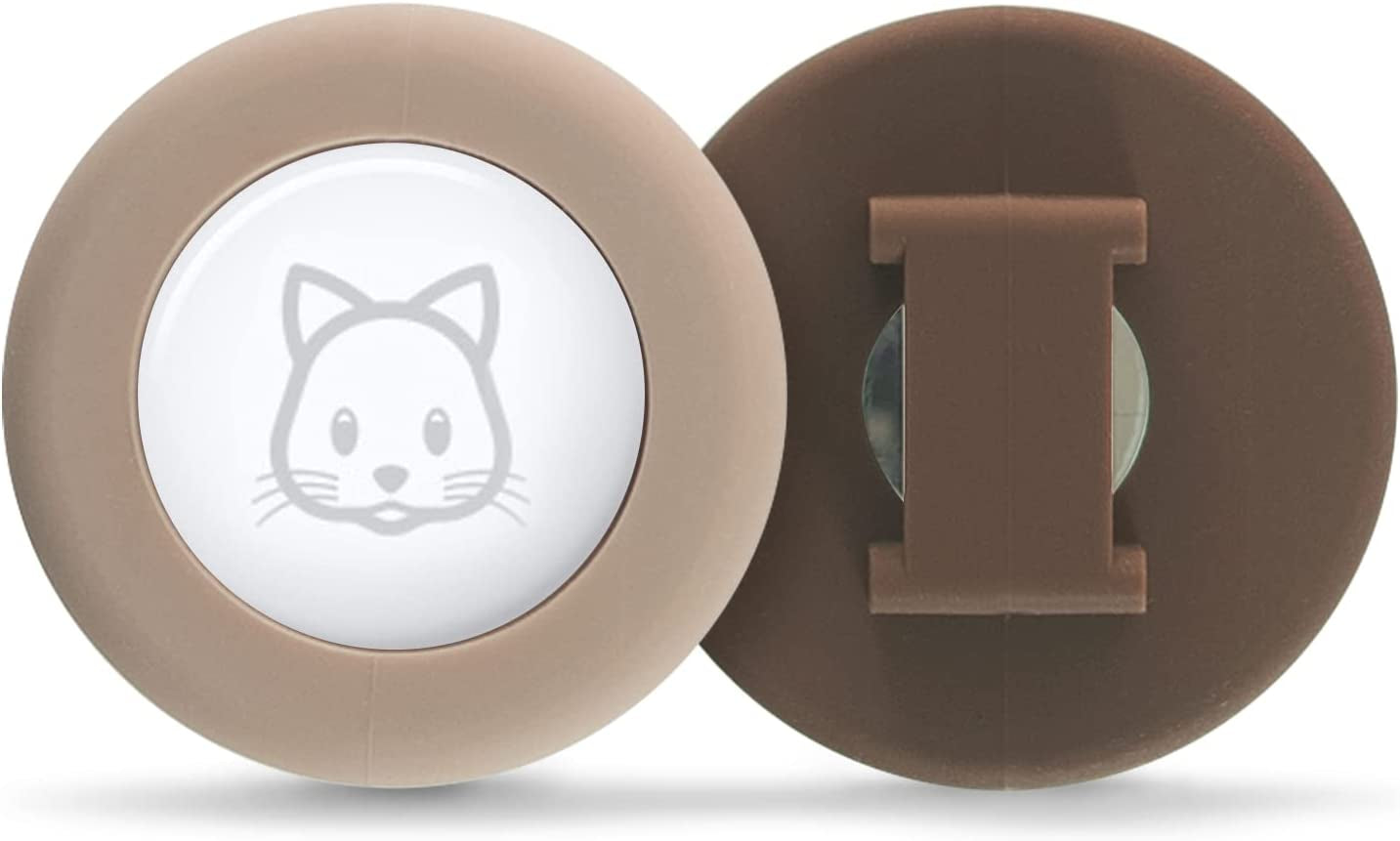 Sweet Baby Co. Airtag Cat Collar or Extra Small Dog Collar Holder 2 Pack, Fits Half Inch Collars for Small Pet, Compatible with Apple Air Tag, Waterproof GPS Tracker Case Kitten Cats Dogs (White/Gray)  Sweet Baby Company Tan & Brown  