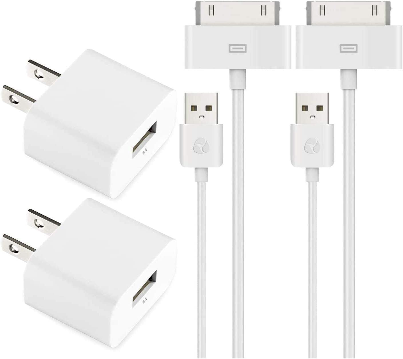 USB Wall Charger Power Adapter with 6 Feet 30 Pin Charging Cable for Iphone 4S, Ipod Touch 3/4, Ipad 2/4  Fenergy   