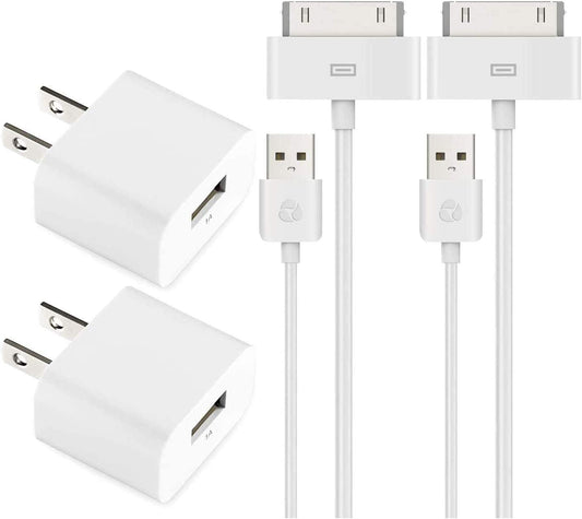 USB Wall Charger Power Adapter with 6 Feet 30 Pin Charging Cable for Iphone 4S, Ipod Touch 3/4, Ipad 2/4  Fenergy   