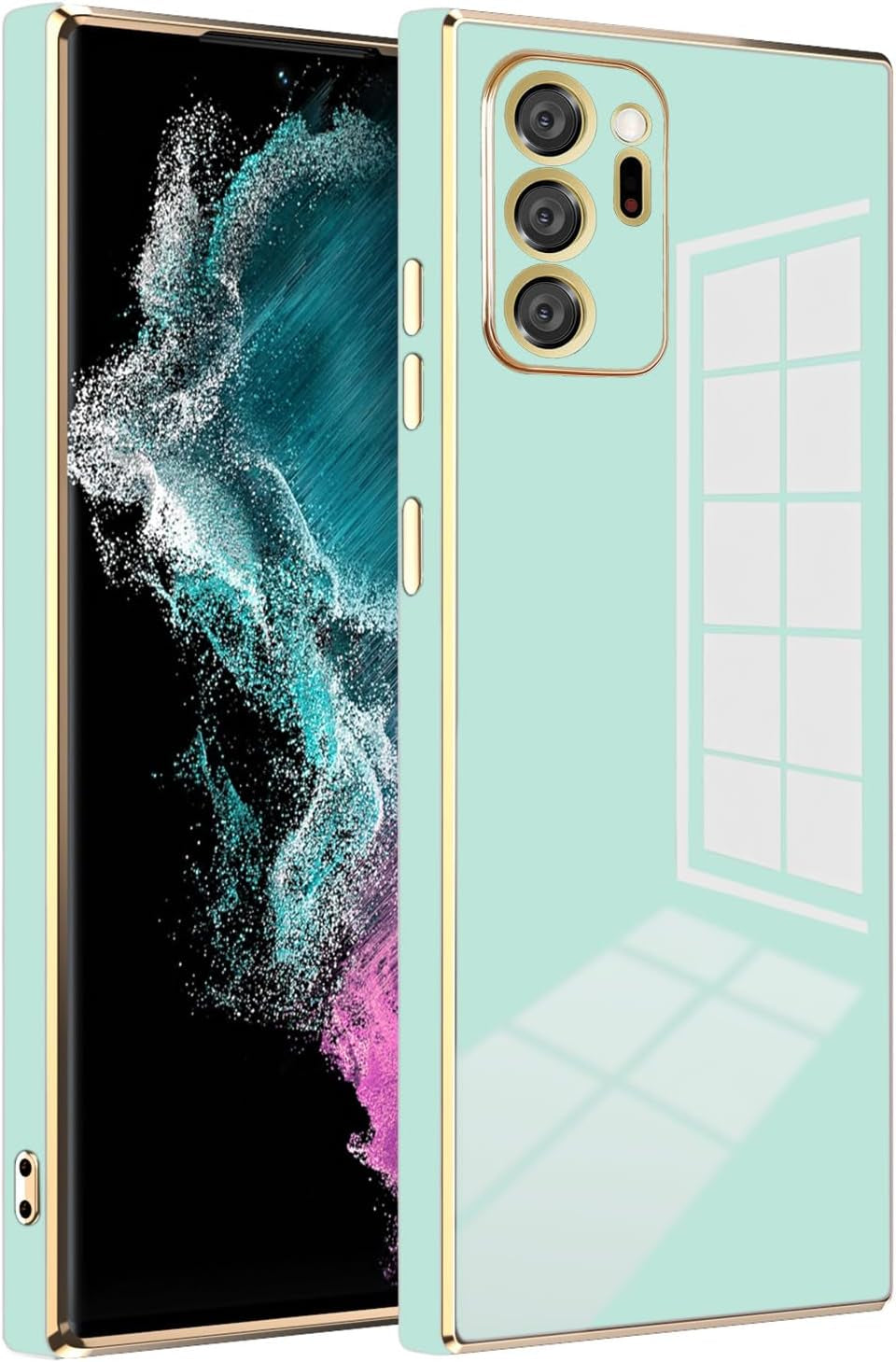 AWZHYDT Galaxy Note 20 Ultra Case, Designed for Electroplated Samsung Galaxy Note 20 Ultra 5G Phone Case, Case Soft TPU Protective Shockproof Flexible Samsung Galaxy Note 20 Ultra Case 6.9 Inch,Red  AWZHYDT Cyan  