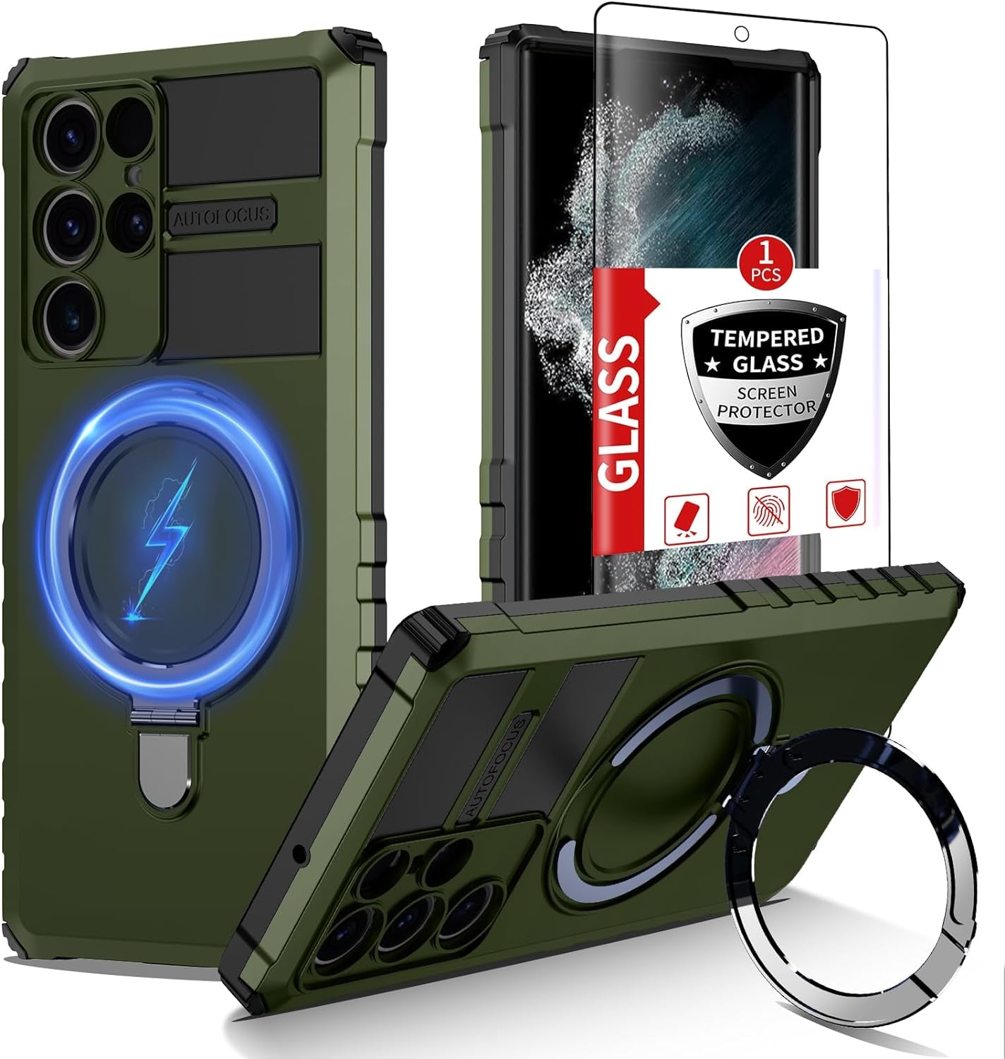 IYTRRYH Magnetic for Samsung Galaxy S21 Ultra Case[Compatible with Magsafe] with Tempered Glass Screen Protector,Military Grade Drop Protection Shockproof Galaxy S21 Ultra Phone Case Man 6.8'' Black  IYTRRYH Green Samsung Galaxy S22 Ultra 