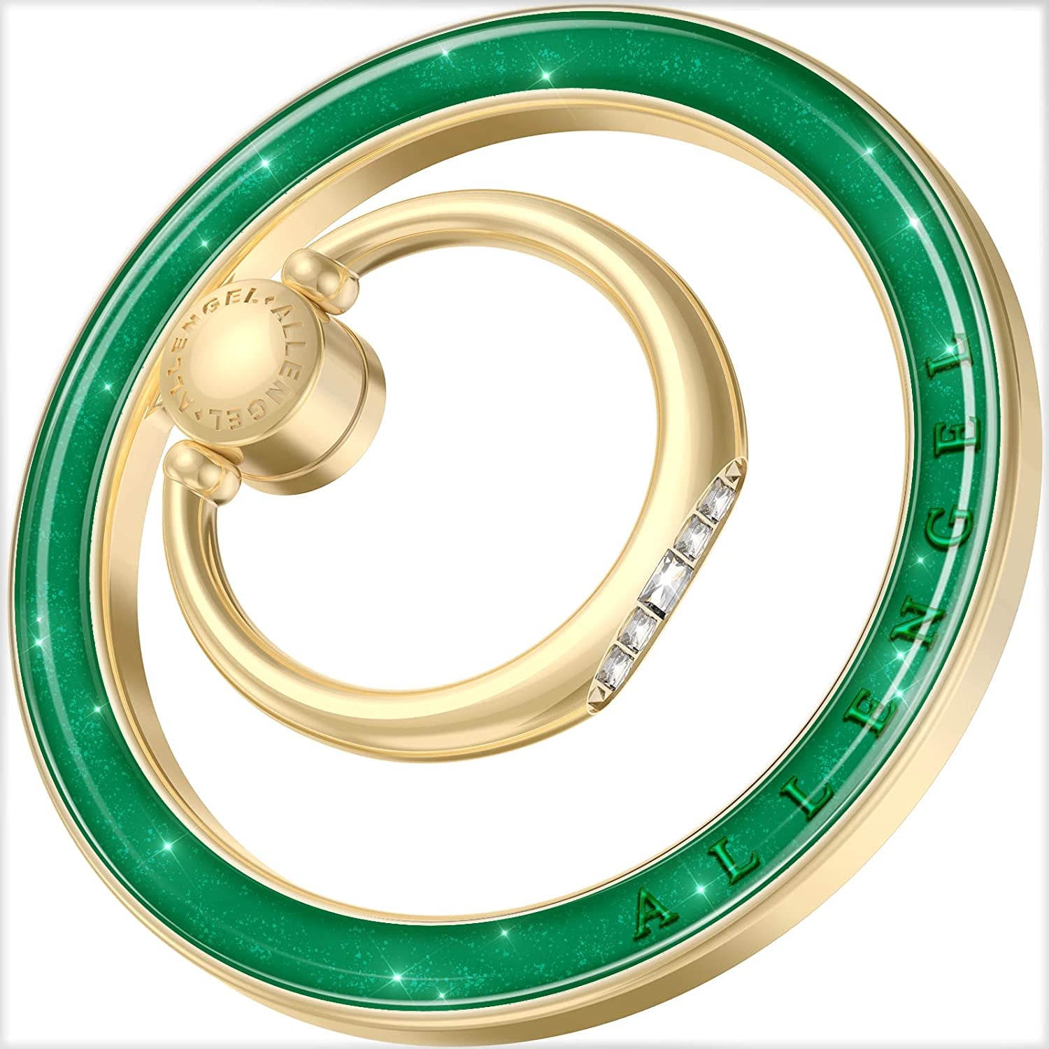 Compatible with Magsafe Phone Grip Stand, Allengel Magnetic Phone Ring Holder with Finger Kickstand for Smartphone, Luxury Gold White  Allengel gold emerald  