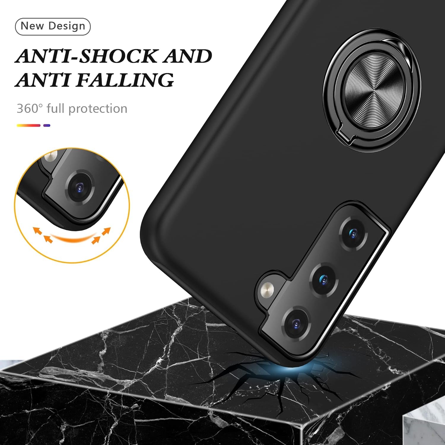 AKINIK for Samsung Galaxy S22 plus Case, S22 plus Case with Self Healing Flexible TPU Screen Protective [2 Pack],Military Grade Invisible Kickstand Case for Galaxy S22 plus (Black)  AKINIK   