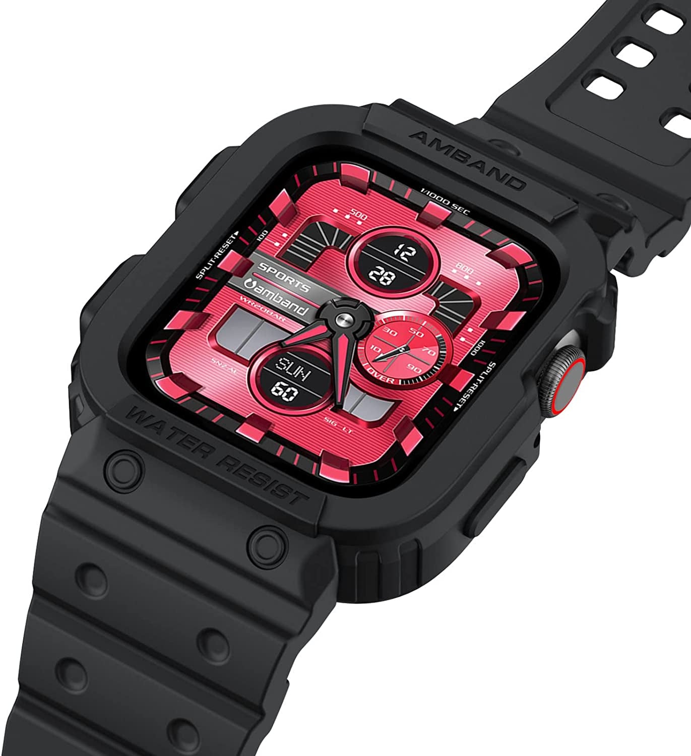 Amband Compatible for Apple Watch Band 45Mm 44Mm 42Mm with Bumper Case, Rugged Men Bands for Apple Watch SE and Iwatch Series 7 6 5 4 3 2 1, Sport Military Protective Cases Drop-Proof, Matte Black  amBand   