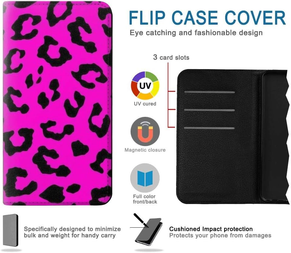RW1850 Pink Leopard Pattern PU Leather Flip Case Cover for LG V30, LG V30 Plus, LG V30S Thinq, LG V35, LG V35 Thinq  jjphonecase   